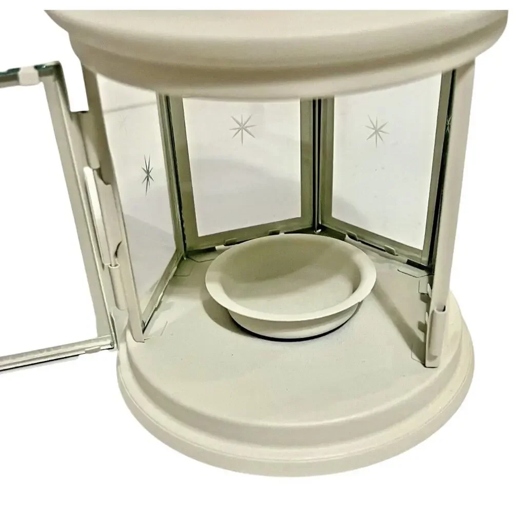 IKEA Rotera Lantern White Votive Candle 8.5'' Tall X 5'' Wide Star Cutouts